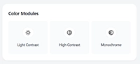 A digital accessibility menu titled Accessibility Adjustments, featuring icons and buttons to modify font size, line height, contrast, and layout.